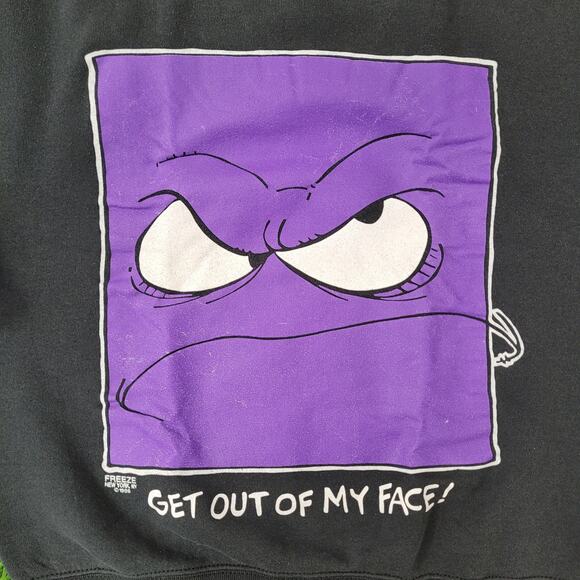 Vintage Angry Face Sweatshirt Womens Medium 21x22 Baggy Boxy - Picture 14 of 14